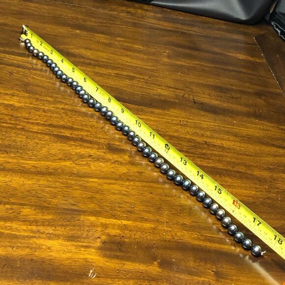 Hand Knotted PEACOCK PEARLS w Sterling Silver Lobster Claw Clasp 18 inches long - Picture 8 of 17